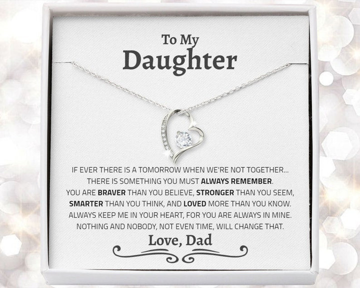 Daughter Necklace - Daughter Gift From Dad - Gold Forever Love Necklace Birthday Graduation Wedding Anniversary Gift For Her Girls - 1