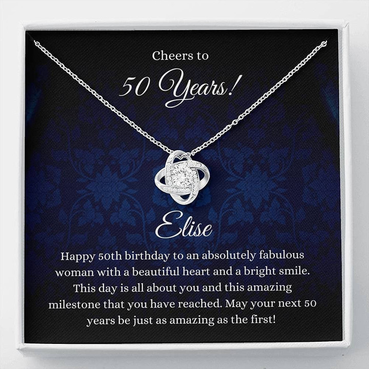 50th Birthday Necklace  Gift for Women Friend Birthday Jewelry Necklace Fiftieth Birthday Gift to Her 50th Birthday Necklace Gift Love Knot beaded necklace necklace pendants for jewelry - 1