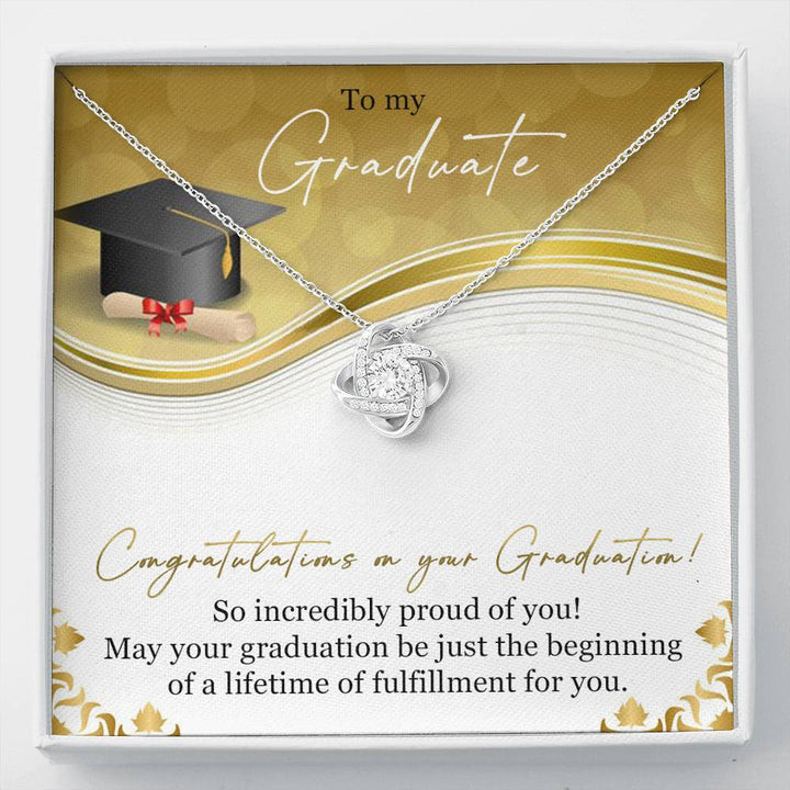 Graduation Necklace Gift - So Incredibly proud of you - College High School Senior Master Graduation Gift - Class of 2022 Love Knot Necklace - LX036J - 1