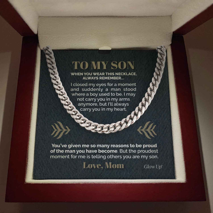 Pamaheart- To My Son - Im proud of you - Cuban link chain necklace Gift For Man Husband Gift For Birthday Christmas - 1