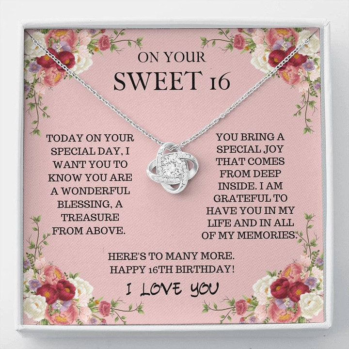 16th  Birthday Neaklace Personalize Pendants Necklace Sweet16 - Special Joy Love Knot Necklace Sweet 16 Necklace Sweet 16th Sixteenth Birthday - 1