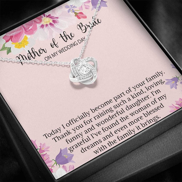 Wedding Necklace Gift Message Card Jewelry Handmade Necklace Wedding Gift for Mother of The Bride Necklace Personalized mother of the bride Love Knot Necklace Gift - 1