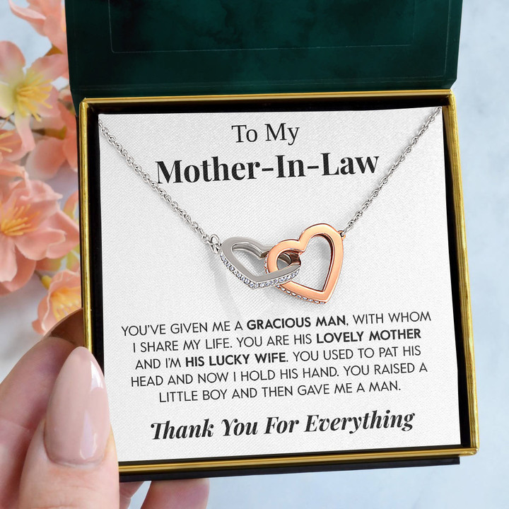 Pamaheart- To My Mother-in-Law  Thank You For Everything  Interlocking Hearts Necklace - 1