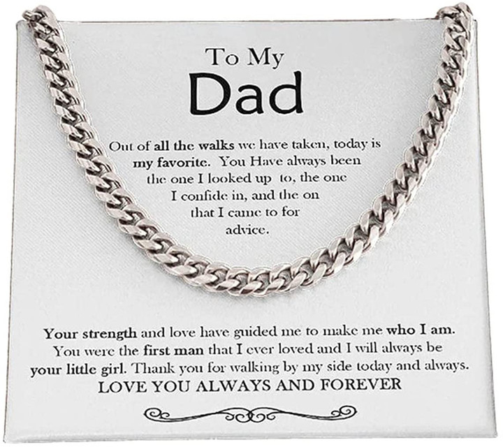 To My Dad Out Of All The Walks Cuban Link Chain Necklace For Dad Necklace For Fathers Day Gift For Fathers Day Cuban Link Chain Necklace For Dad Personalized Gift For Dad - 1
