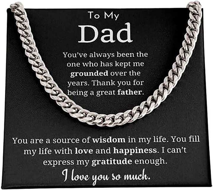 To My Dad Cuban Link Chain Necklace Gifts for Dad from Daughter-Son Cuban Chain Necklace Gift for Dad Birthday Birthday Gifts for Dad-Cuban Link Chain - 1