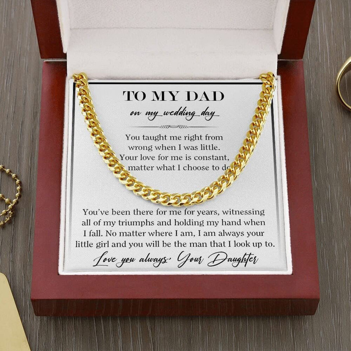 Message Card Necklace Handmade Jewelry Message Necklace Jewelry Card Cuban Link Chain Necklace for Dad Wedding Gift for Dad from Bride Father of Bride Gift Ideas Dad Wedding Gift from Daughter - 1