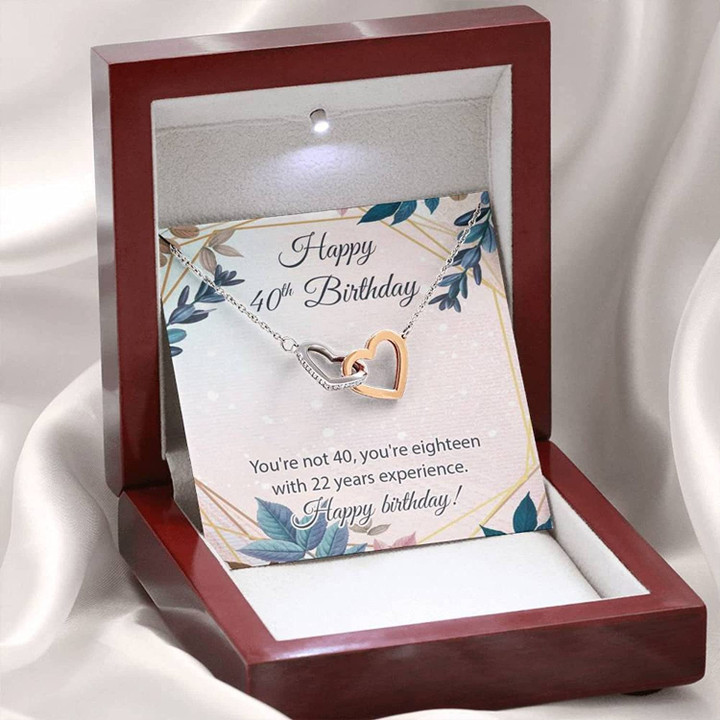 40th birthday necklace Message Card Jewelry Handmade Necklace 40 year old birthday women necklace birthday necklace for 40thpersonalized birthday necklace Interlocking - 1
