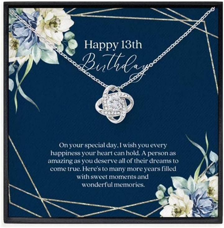 13th  Birthday NeaklaceDaughter Necklace Niece Necklace Girls 13th Birthday Love Knot Necklace Gift Teen Girl Gifts - 1