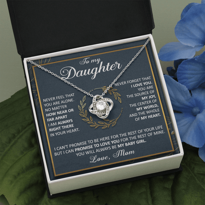 Daughter Necklace To My Daughter Necklace - You Will Be Always My Baby Girl Necklace for Daughter Love Knot Necklace - 1