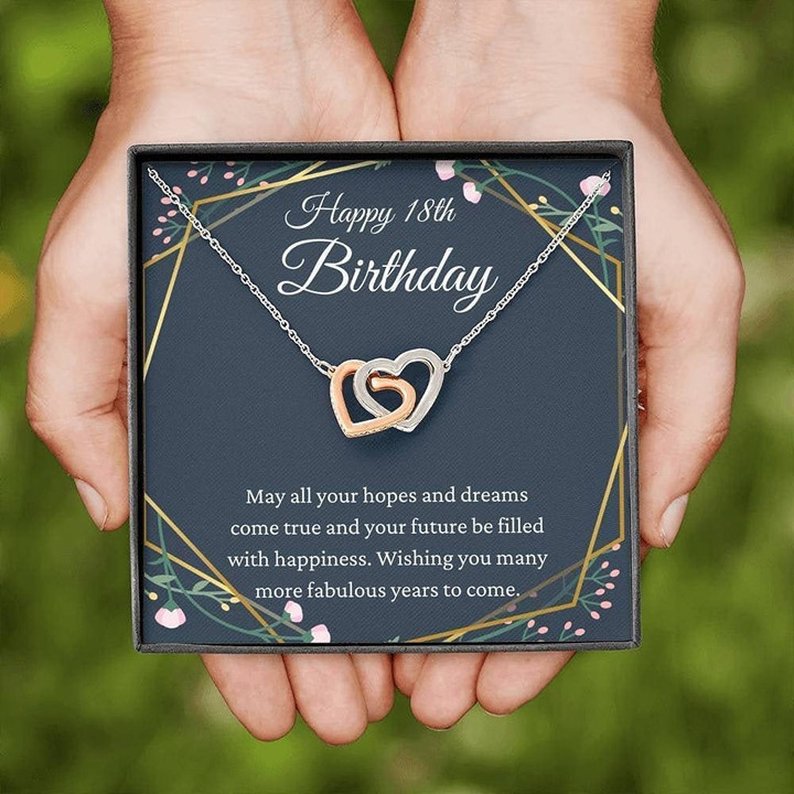 18th Birthday Necklace Interlocking Hearts Necklace 18th Birthday Gift For Girls Gift For 18 Year Old Girl 18th Birthday Jewelry Happy Unique Gift Necklace for Birthday Anniversary - 1
