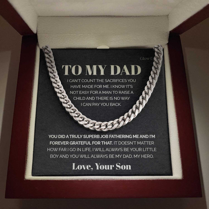 Pamaheart- To my Dad - Its not easy for a man to raise a child - Cuban Link Chain Gift For Man Husband Gift For Birthday Christmas - 1