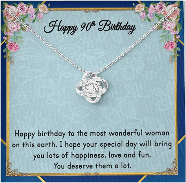90th Birthday Necklace  With Message Card and Gift Box 90th Birthday Gift For Her Personalized Birthday Necklace Gift Box With Floral Card For Woman Birthday Gift - 1