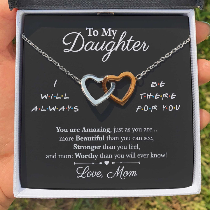 Pamaheart- Interlocking Hearts Necklace- To My Daughter - I Will Always Be There For You - Necklace - 1