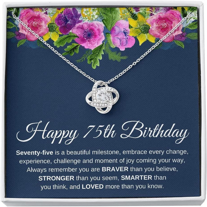 75th Birthday Necklace 75th Birthday Giftt for Women 75th Birthday Giftt Necklace Happy 75th Birthday Friend 75th Birthday Birthday Card - 1