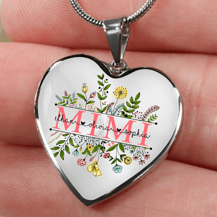 Personalized Mimi Wildflower Heart Necklace - 1
