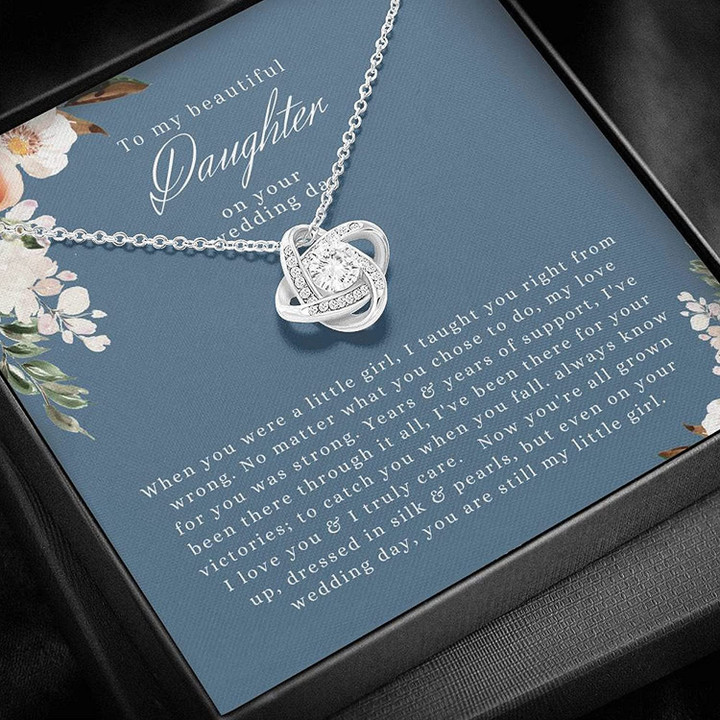 To My Beautiful Daughter Necklace On Your Wedding Day When You were a little girl - Necklace for Daughter Love Knot Necklace - 1