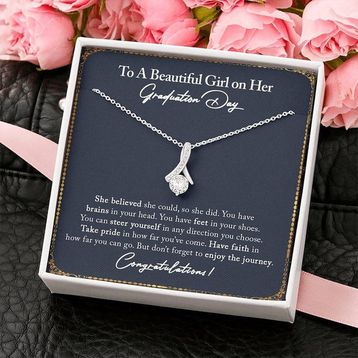 Graduation Gift Necklace for Her - She believed she sould so she did - College High School Senior Graduation Gift - Class of 2022 Alluring Beauty Necklace - LX034E - 2