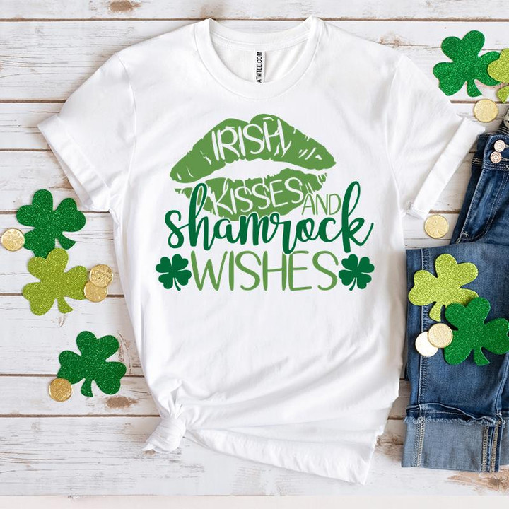 St Patrick's Day Shirts, Irish Kisses And Shamrock Wishes Shamrock 1ST-35 T-Shirt