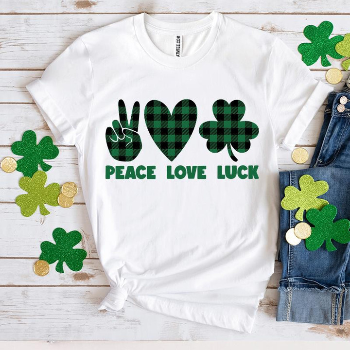 St Patrick's Day Shirts, Shamrock Shirt, Peace Love Irish 1ST-63 T-Shirt