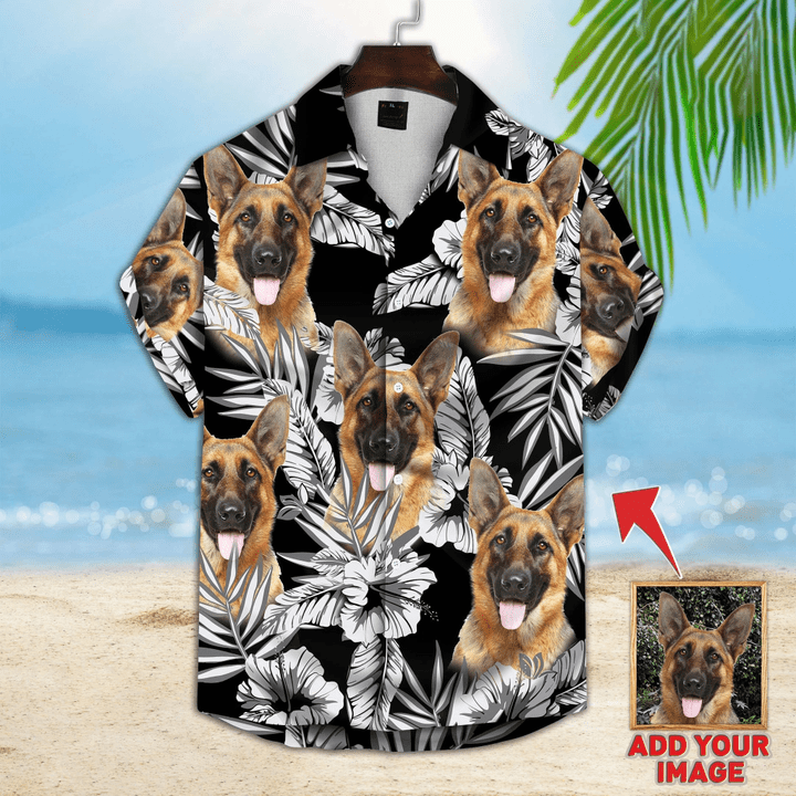 Custom photo German shepherd flower Hawaiian Shirt, German shepherd Hawaiian Shirt Men, women, Gift for dog lovers