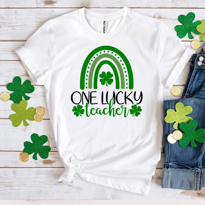 St Patrick's Day Shirts, Shamrock Teacher Shirt, One Lucky Teacher 1ST-88 T-Shirt