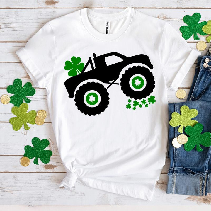 St. Patricks Day Truck Shirts, Truck With Shamrocks T-Shirt 2ST-68 T-Shirt