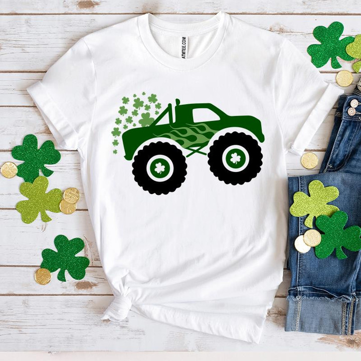 St. Patricks Day Truck Shirts, Truck With Shamrocks T-Shirt 2ST-70 T-Shirt