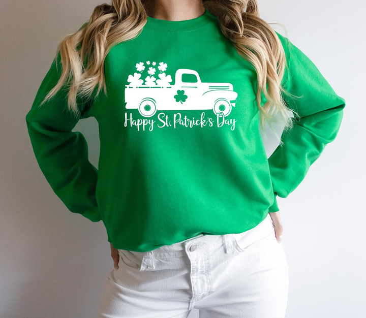 St Patrick's Day Shirts, Happy St Patrick's Day Truck 1STW 02 Sweatshirt