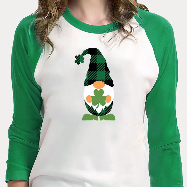 St Patrick's Day Shirts, St Patrick's Day Gnomes Shirt, Gnomes Shirt 2ST-51 3/4 Sleeve Raglan