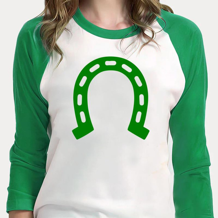St Patrick's Day Shirts, Shamrock Irish Shirt, Horseshoe Shirt 2ST-81 3/4 Sleeve Raglan
