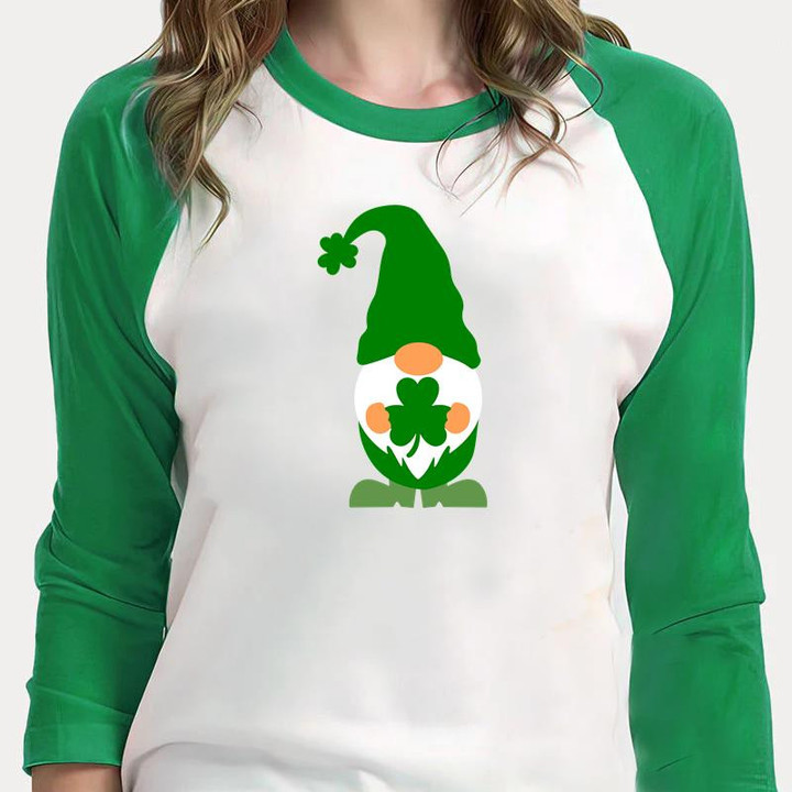 St Patrick's Day Shirts, St Patrick's Day Gnomes Shirt, Shamrocks Shirt 2ST-52 3/4 Sleeve Raglan