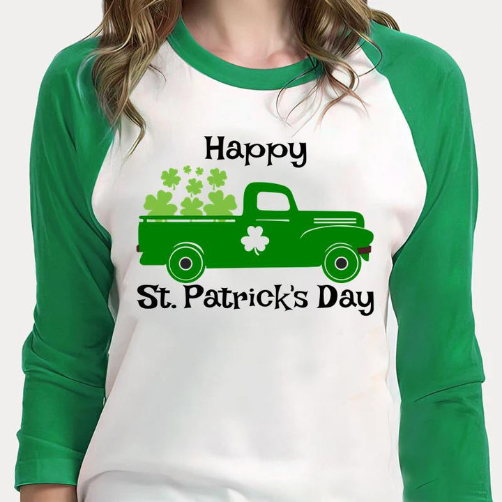St Patrick's Day Shirts, Saint Patricks Day Shirts, Happy St Patrick's Day 1ST-03 3/4 Sleeve Raglan