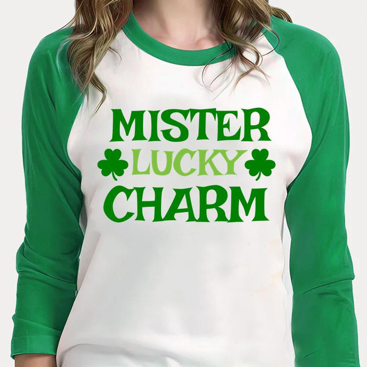 St Patrick's Day Shirts, Mister Lucky Charm 2ST-23 3/4 Sleeve Raglan
