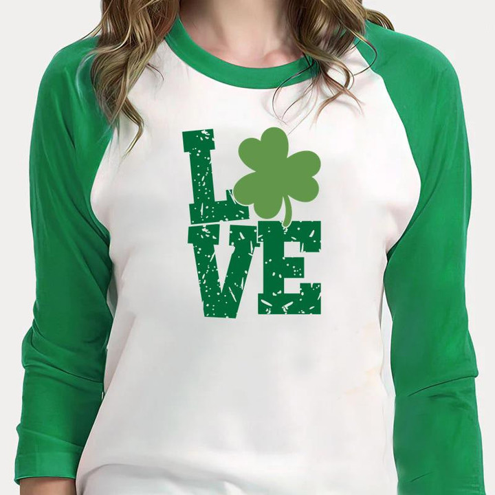 St Patrick's Day Shirts Love 2ST-28 3/4 Sleeve Raglan