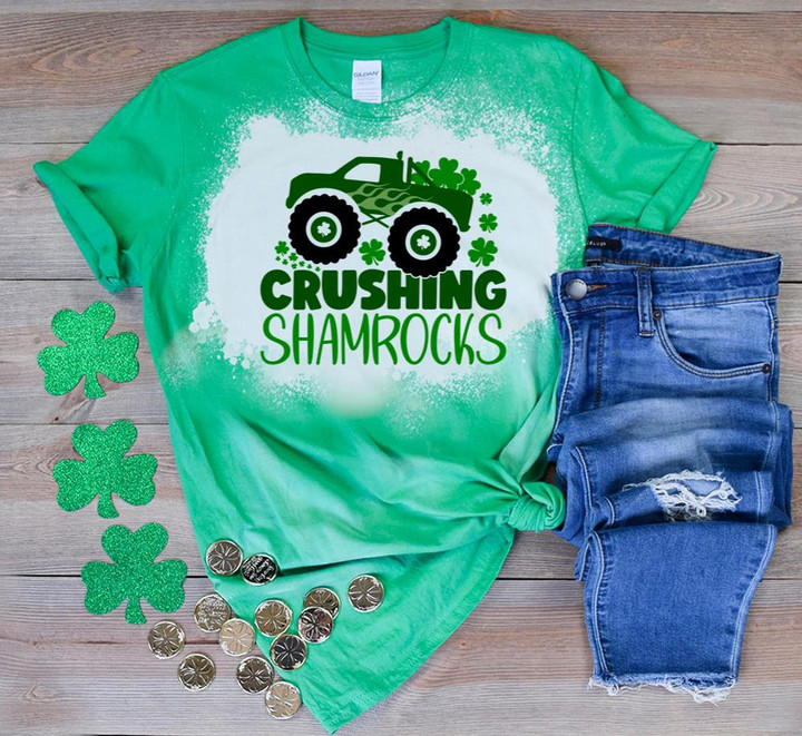 St Patrick's Day Shirts, Patrick Day Shirt Irish Monster Truck Shamrock Boys 1ST-13 Bleach T-Shirt