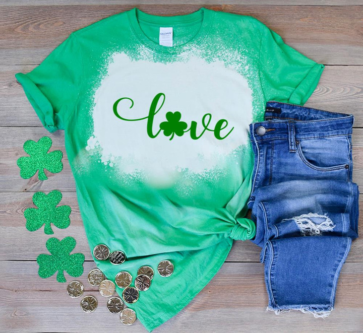 St Patrick's Day Shirts, Love 2ST-30 Bleach Shirt
