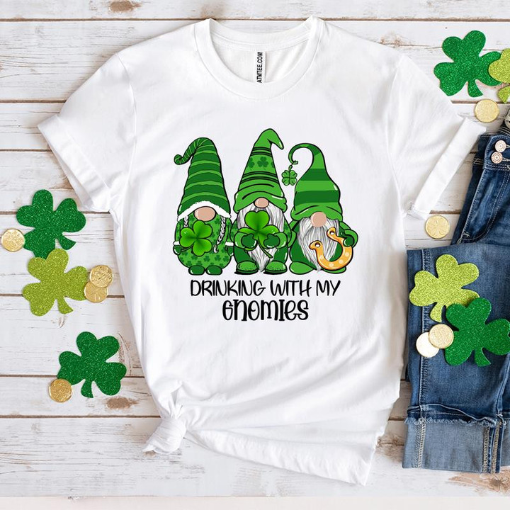 Gnomes St Patrick's Day Shirts, Shamrock Shirt, Drinking With My Gromies 3ST-309 T-Shirt
