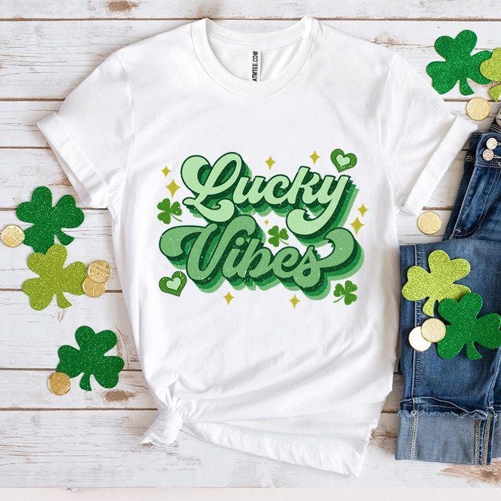 Happy St Patrick's Day Shirts, Shamrock Shirt, Lucky Vibes 3ST-33 T-Shirt