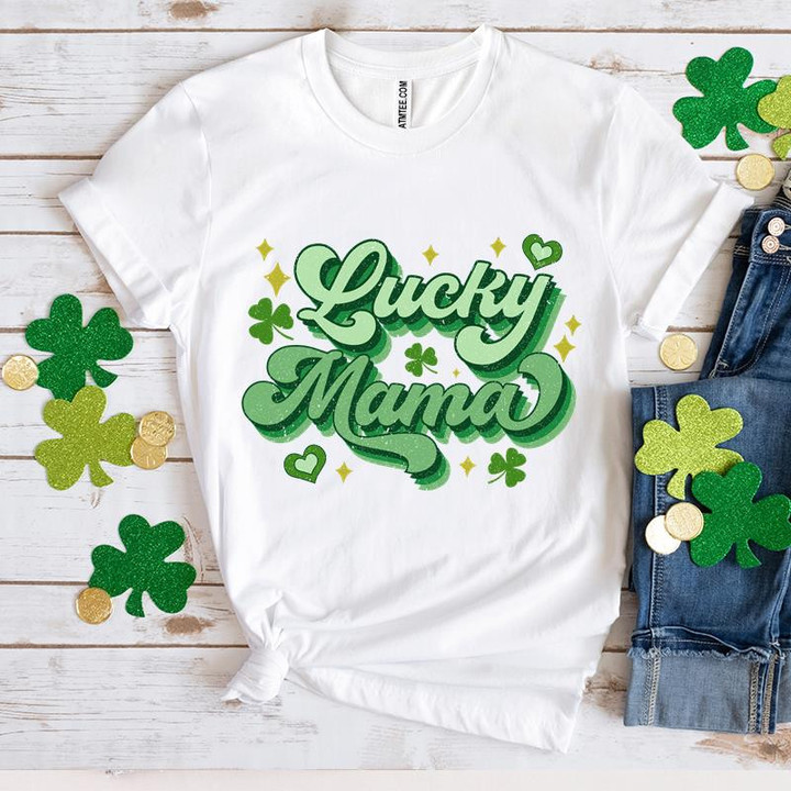 St Patrick's Day Shirts, Mama Shamrock Shirt, Lucky Mama 3ST-27 T-Shirt