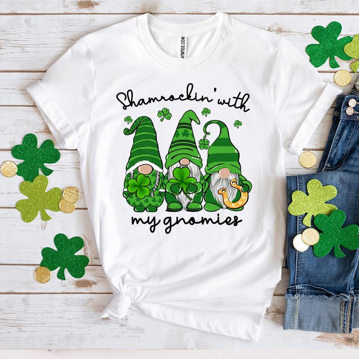 Gnomes St Patrick's Day Shirts, Shamrock Shirt, Shenanigans With My Gromies 3ST-317 T-Shirt