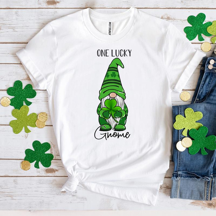 Gnomes St Patrick's Day Shirts, Shamrock Shirt, One Lucky Gnome 3ST-315 T-Shirt