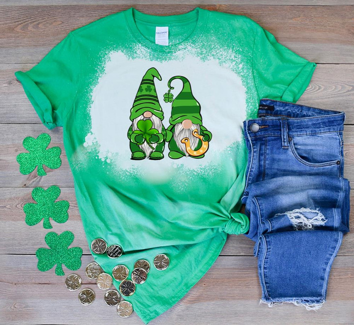 St Patrick's Day Shirts, Shamrock Gnomes Shirt, St Patricks Gnome 3ST-06 Bleach Shirt
