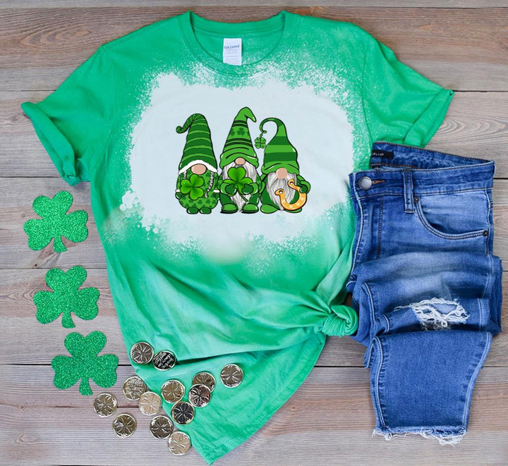 St Patrick's Day Shirts, Shamrock Gnomes Shirt, St Patricks Gnome 3ST-07 Bleach Shirt