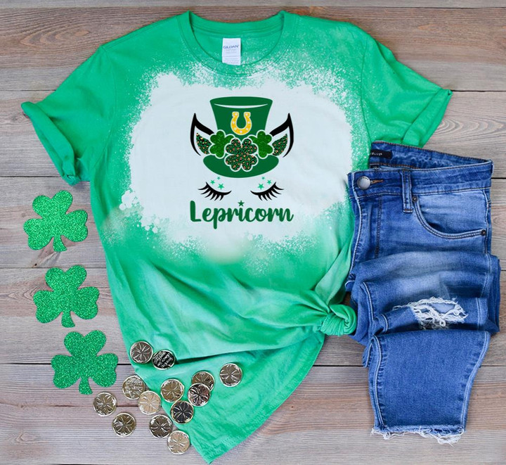 Cute St Patrick's Day Shirts, Unicorn Shamrock Shirt, Lepricorn Irish 3ST-79 Bleach Shirt