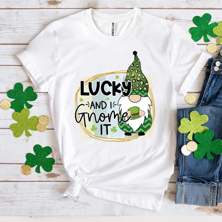 Gnomes St Patrick's Day Shirts, Leopard Irish Shirt, Lucky And I Gnome It 4ST-3524 T-Shirt