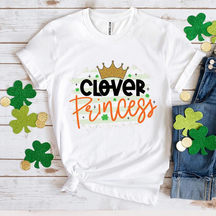 St Patrick's Day Shirts, Irish Shirt, Clover Princess Crown 4ST-3336 T-Shirt