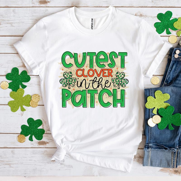 St Patrick's Day Shirts, Leopard Shamrock Shirt, Cutest Clover In The Patch 4ST-3334 T-Shirt