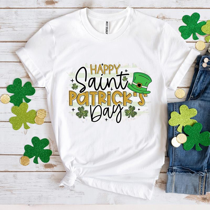 Happy Saint Patrick's Day Shirts, Irish Shirt, Leopard Shamrock 4ST-3495 T-Shirt