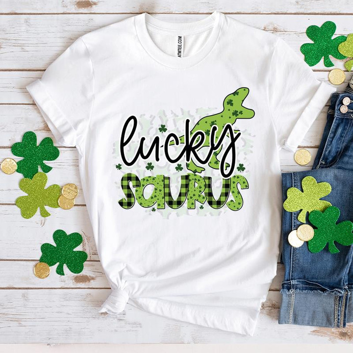 Funny St Patrick's Day Shirts, Irish Shirt, Lucky Saurus 4ST-3529 T-Shirt