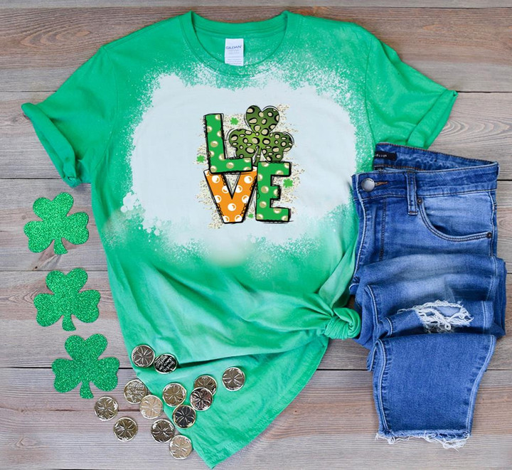 Happy Saint Patrick's Day Shirts, Leopard Shamrock Shirt, Love Shamrock 4ST-3499 Bleach Shirt